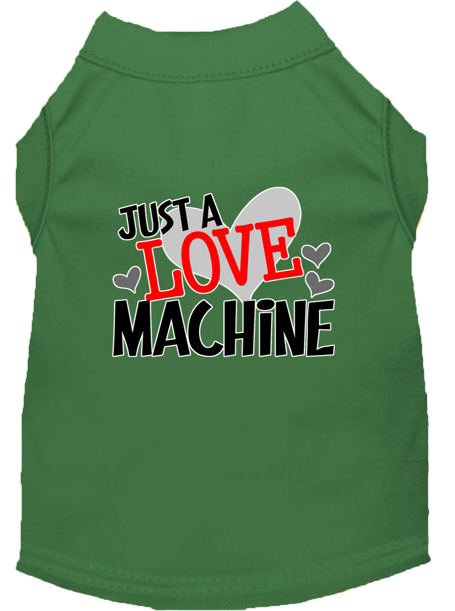 Love Machine Screen Print Dog Shirt Green Lg